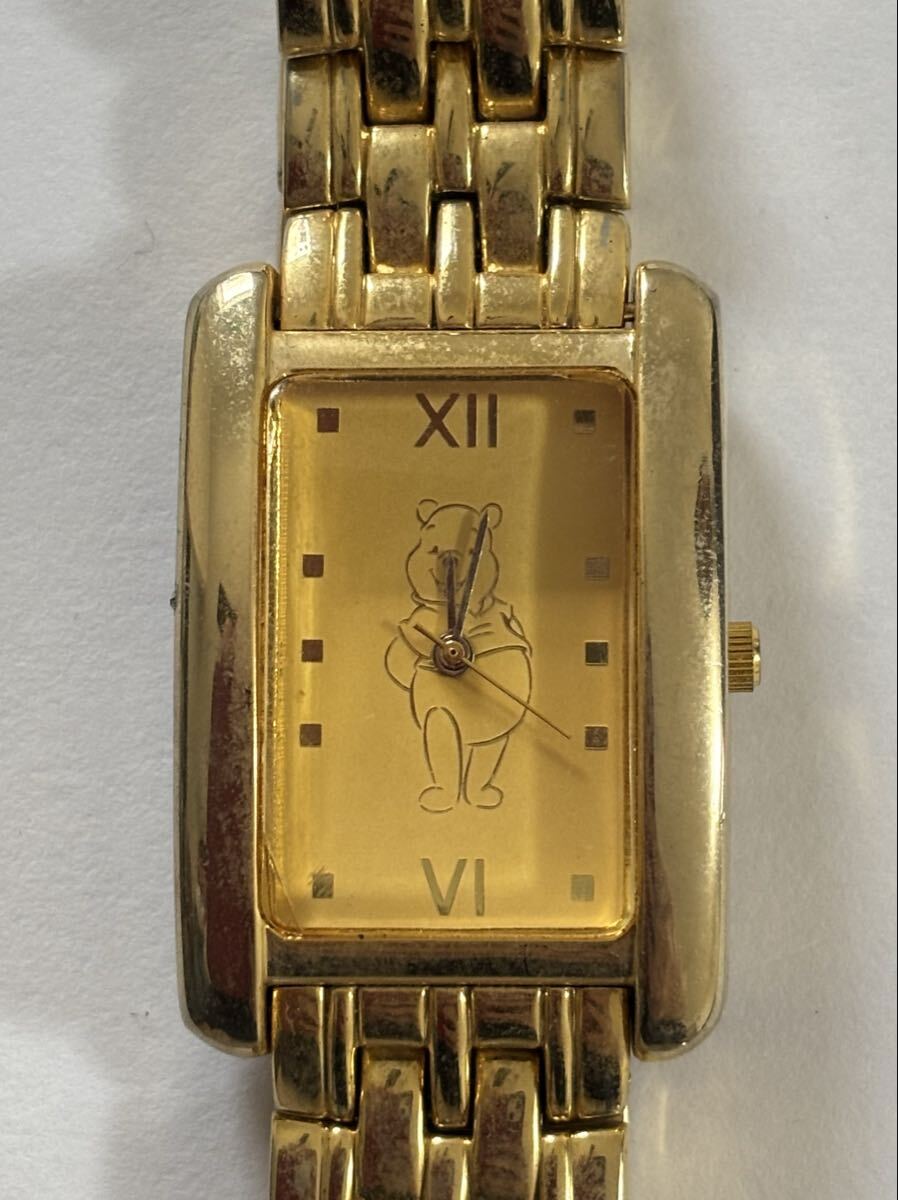Disney ディズニー Winnie the Pooh Anniversary くまのプーさん QZ ゴールド 腕時計 ゴールド系 金 金属ベルト SEGA 2002 未稼働品拍卖