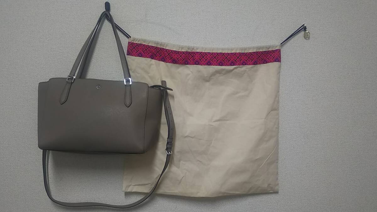 C7523-182♪【80】TORY BURCH 2WAYトートバッグ グレー拍卖