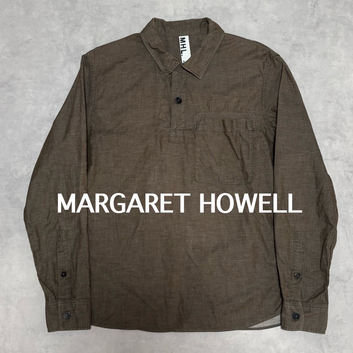 マーガレットハウエル  MARGARET HOWELL 長袖シャツ ハーフボタン  長袖 トップス プルオーバー メンズ M シャツ MHL拍卖
