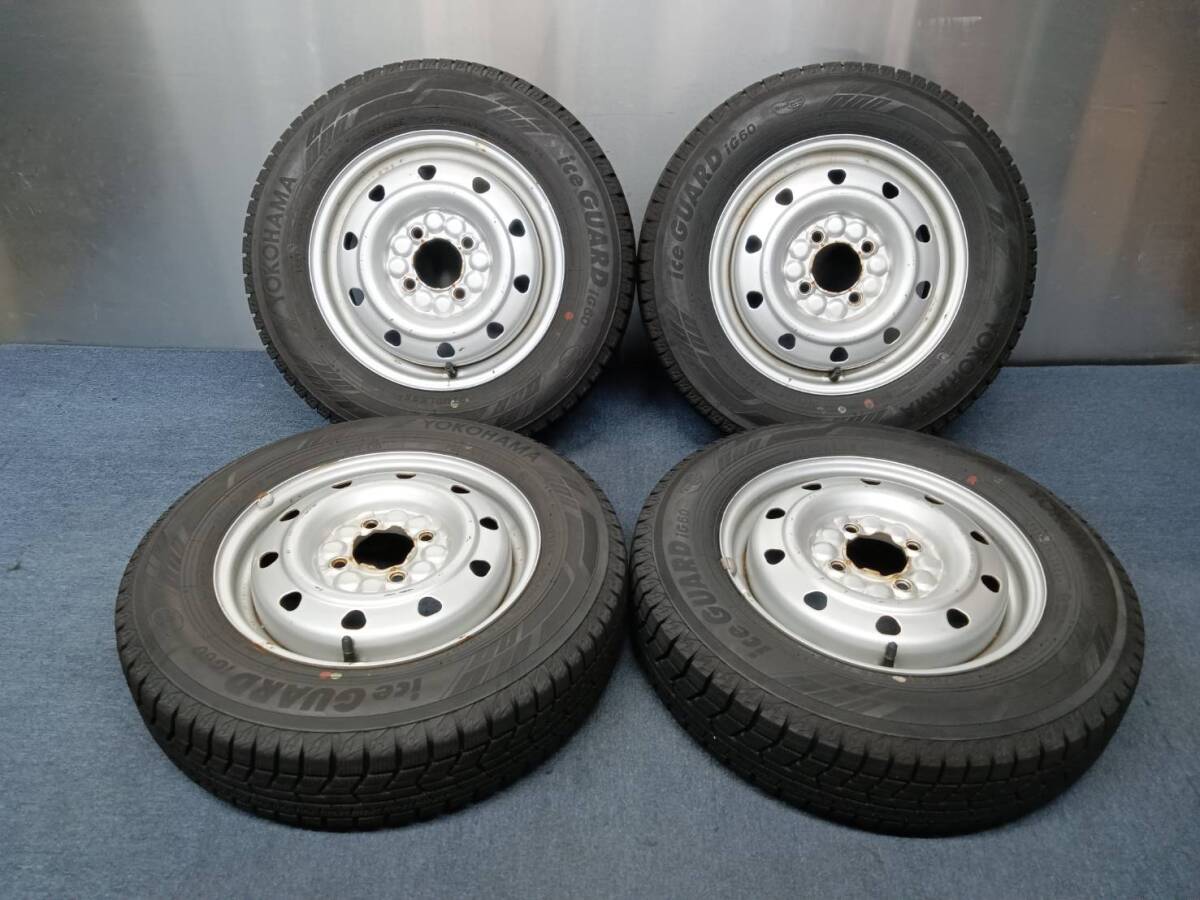 ★7-9分山★22年製★ ヨコハマiceGUARD iG60 145/80R13 スチールホイール 13×4J 4H-100 4本セット スタッドレス 軽自動車等 C734拍卖