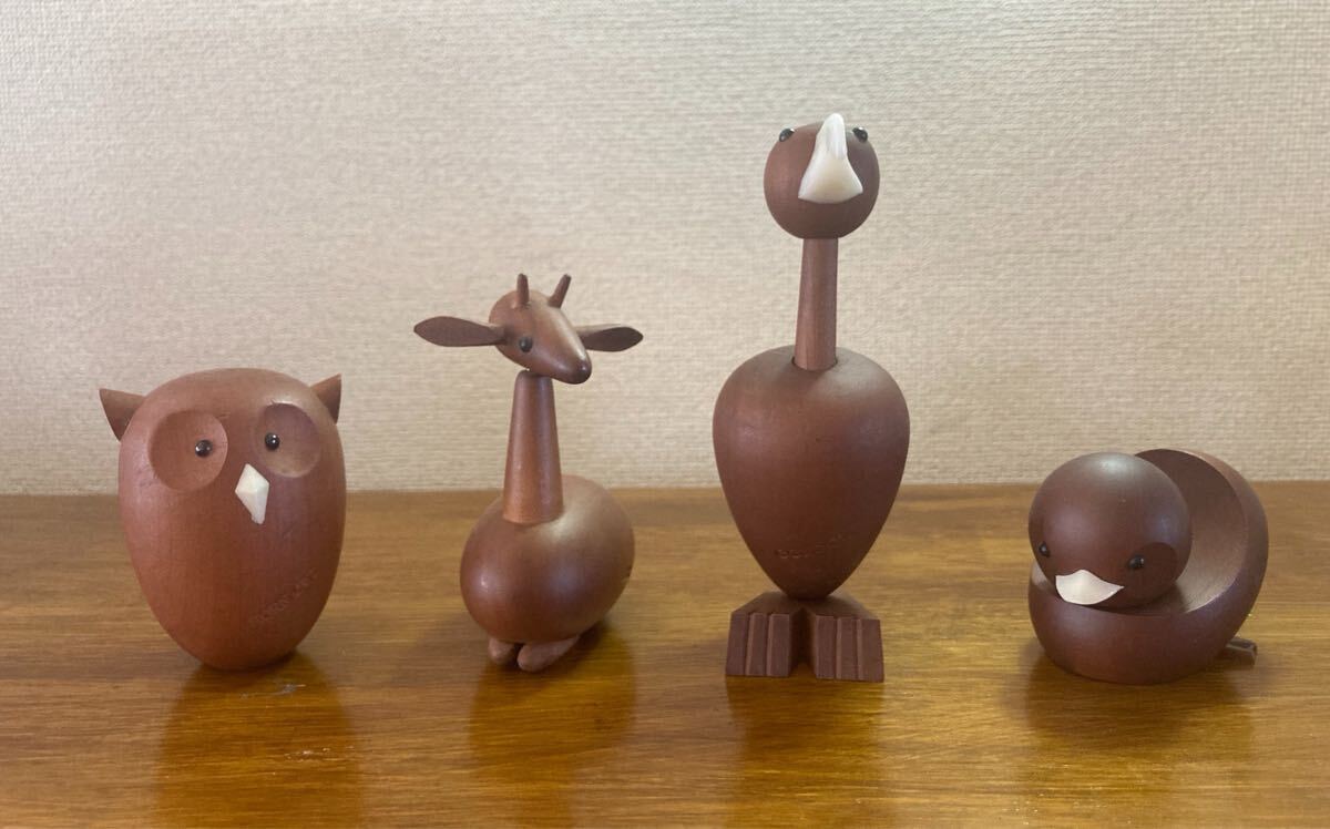 千趣会 ロイヤルペット 木製 動物 置物 ウッドアニマル オブジェ 4点 SENSHUKAI 木製玩具 北欧 インテリア拍卖