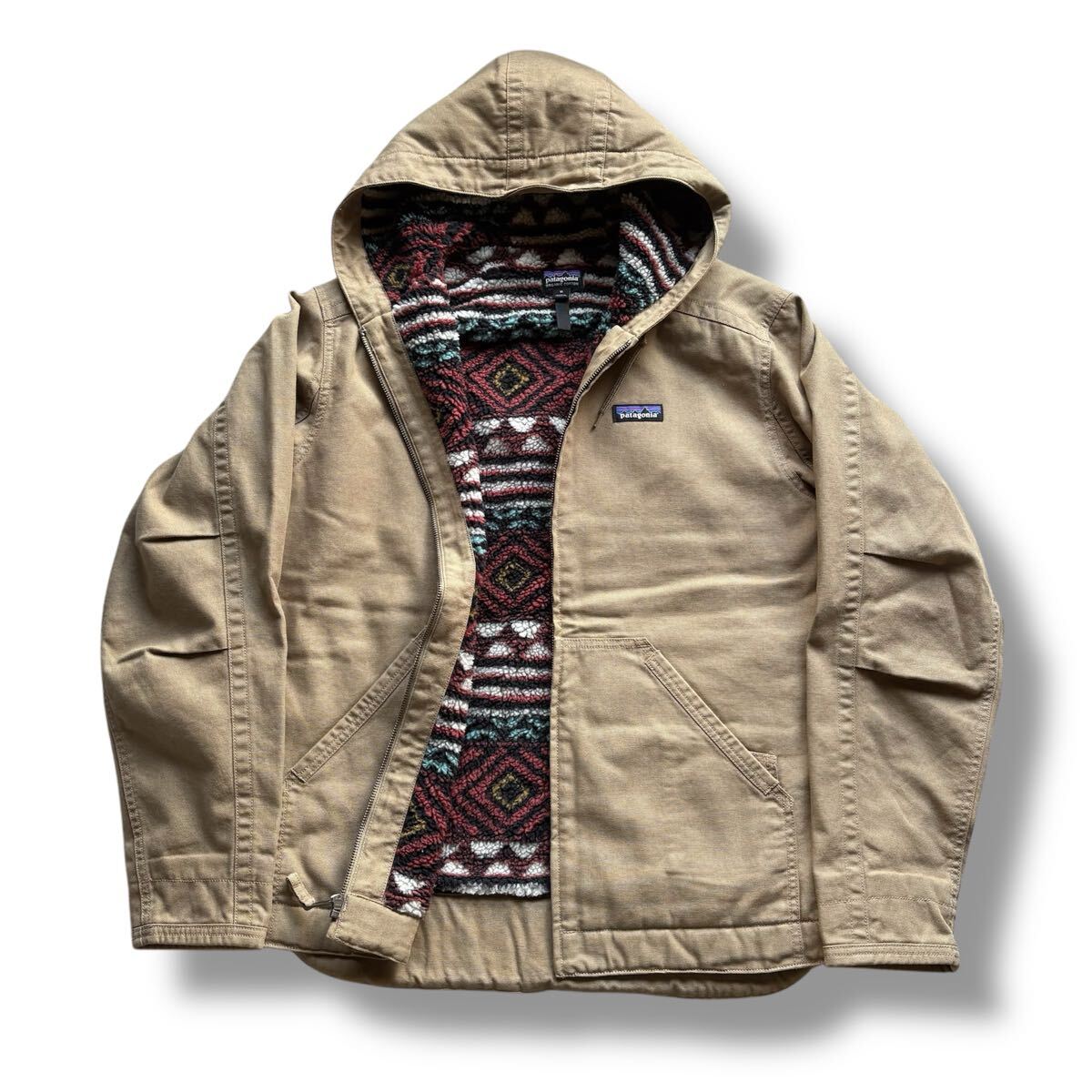 patagonia Lined Canvas Hoody パタゴニア ラインドフーディ 名作 美品 焚火ジャケット16aw サルティーヨ柄 ブルズアイ M拍卖