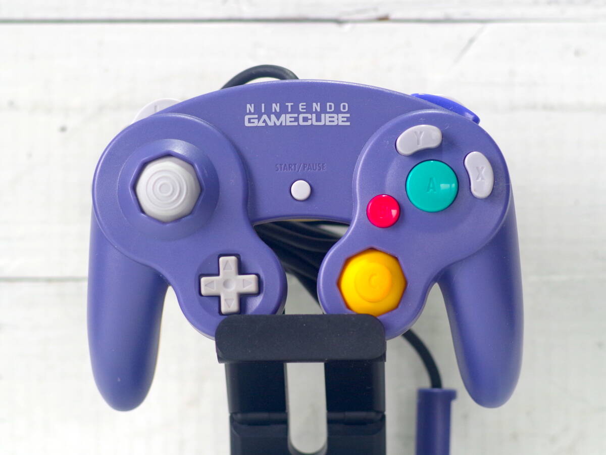 M13762【GC】動作OK!! GAMECUBE パープルxクリアスケルトンコントローラー アナログスティック安定 ゲームキューブ 60サイズ拍卖