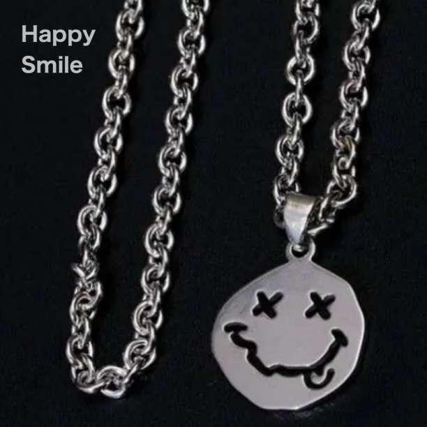 スマイル ネックレス コイン チェーン 韓流 人気 メンズ  レディース メンズ 笑顔 プレゼント シルバー 送料無料 即日配送 拍卖
