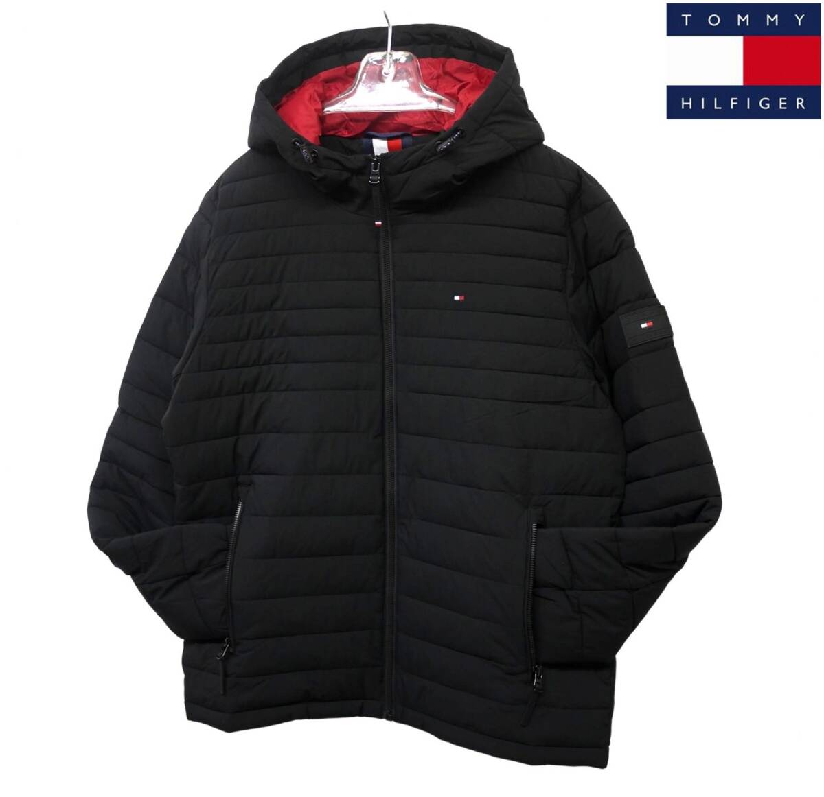 新品 トミーヒルフィガー THFLEX ストレッチ 軽量 中綿ダウン ジャケット パーカー XXL ブラック TOMMY HILFIGER /25ns070XXL拍卖