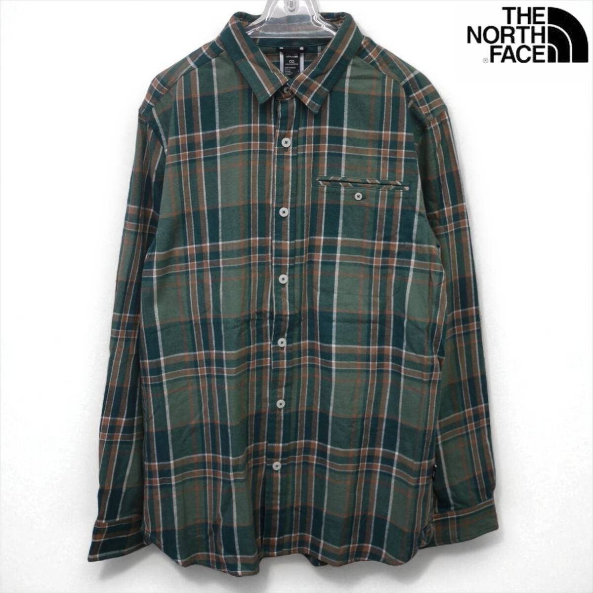 USA限定 新品 ノースフェイス 長袖 ネルシャツ (XL) グリーンxブラウンxホワイト チェック THE NORTH FACE /25ns003XL拍卖
