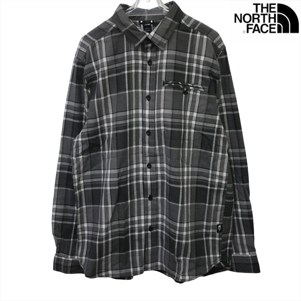 USA限定 新品 ノースフェイス 長袖 ネルシャツ (L) グレーxブラックxホワイト チェック THE NORTH FACE /25ns005L拍卖