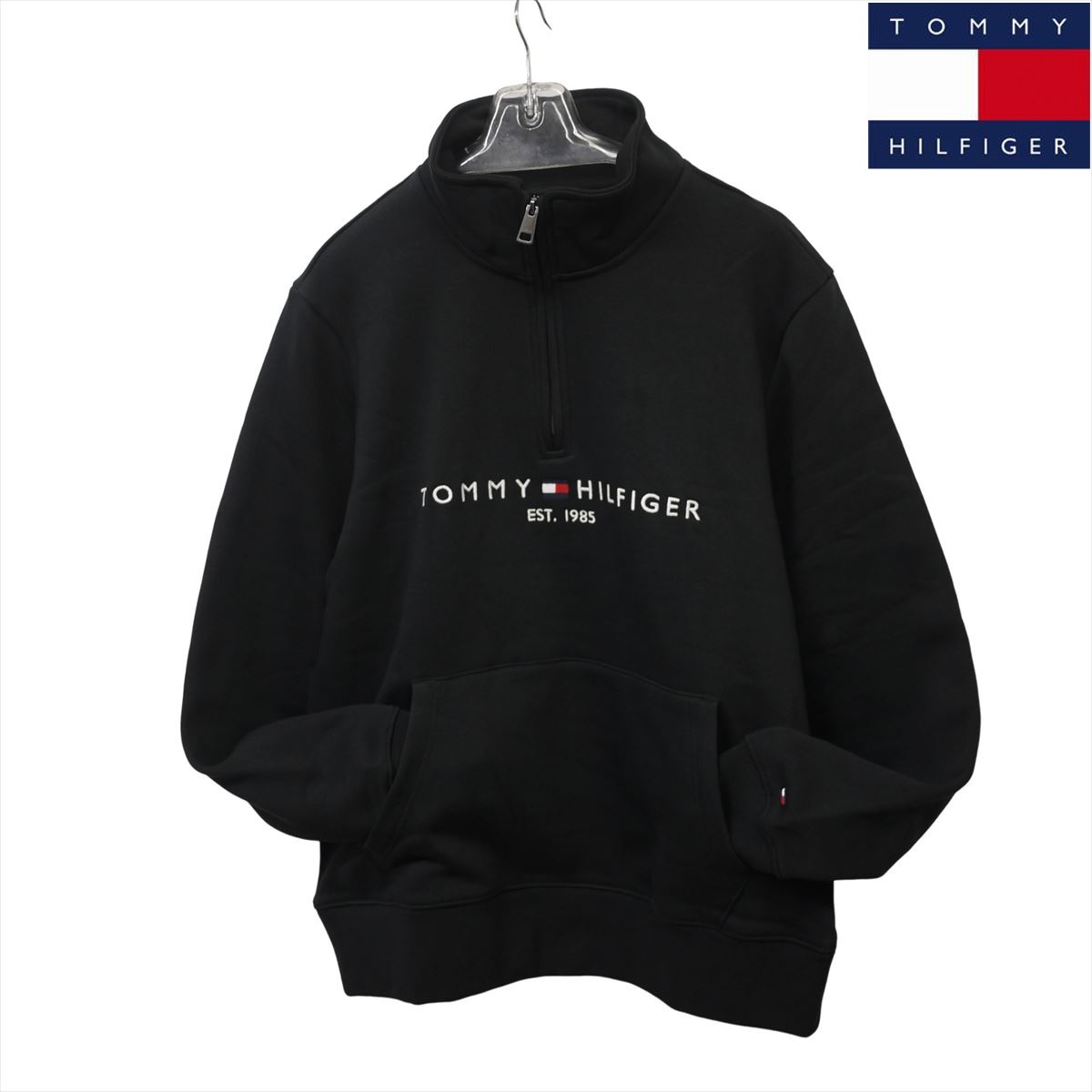 新品 トミーヒルフィガー ハーフジップ トレーナー XL ブラック 黒 TOMMY HILFIGER USAモデル ゴルフにも /25ns053XL拍卖