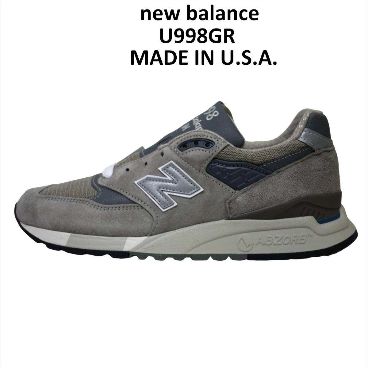新品US正規 ニューバランス U998GR (US8/26cm/ワイズD) グレー new balance Made in USA ユニセックス / 25bs201-8拍卖