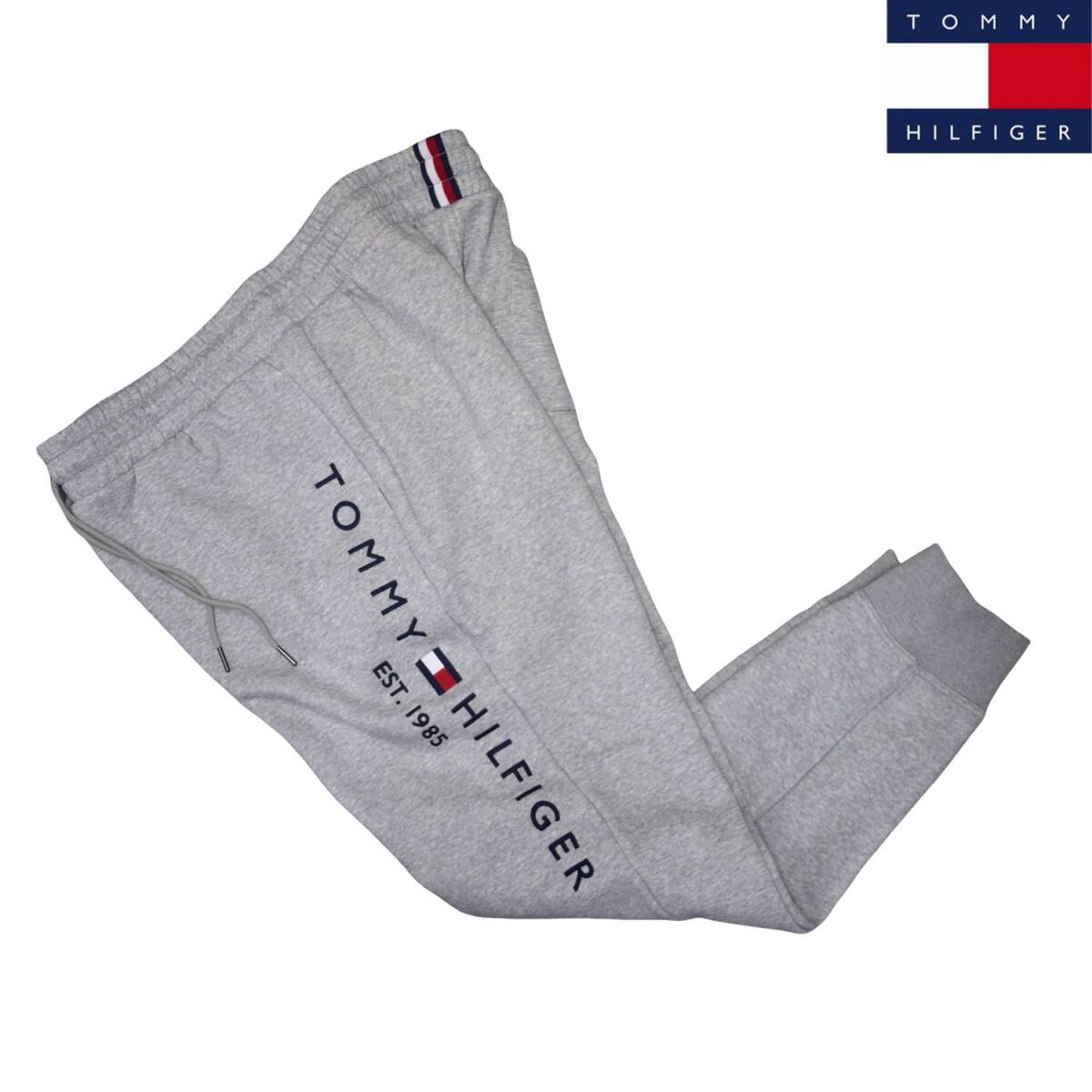 新品 トミーヒルフィガー 裏起毛 スウェットパンツ (XXL) グレー トリコロールライン 刺繍ロゴ TOMMY HILFIGER USAモデル /25ns036XXL拍卖