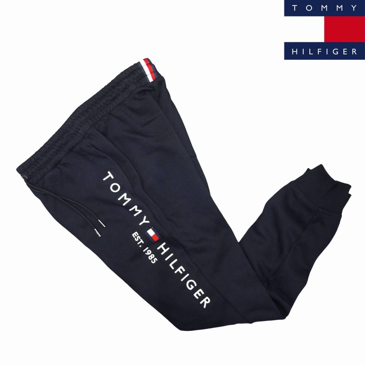 新品 トミーヒルフィガー 裏起毛 スウェットパンツ (M) ネイビー 紺 トリコロールライン 刺繍ロゴ TOMMY HILFIGER USAモデル /25ns033M拍卖