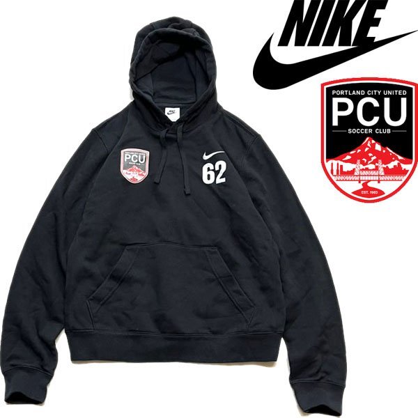 1点物◆ナイキNike黒サッカーPCUスウェットパーカー古着メンズMLレディースOKアメカジ90sストリート/スポーツUSAブランド/トレーナー362191拍卖