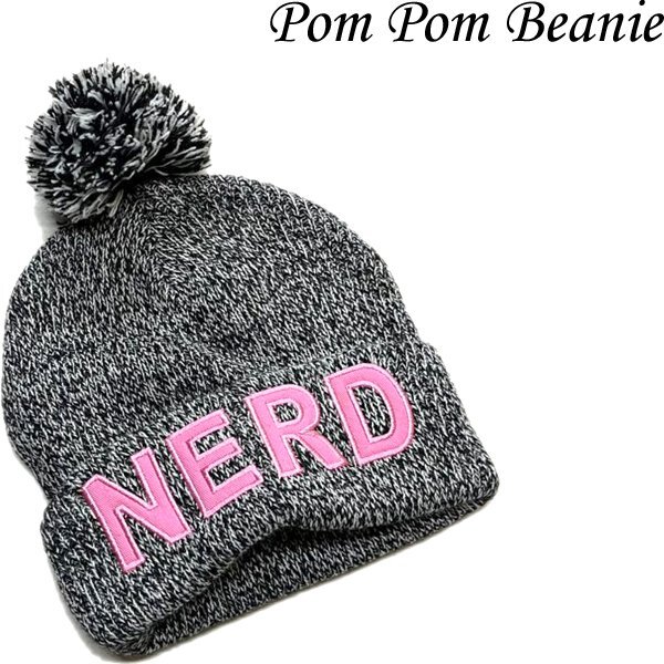 1点物◆ナードNERD黒白ボンボンニット帽ニットキャップ古着メンズレディースOKアメカジ90sストリートUSAビーニー帽子ブランド/ピンク362306拍卖