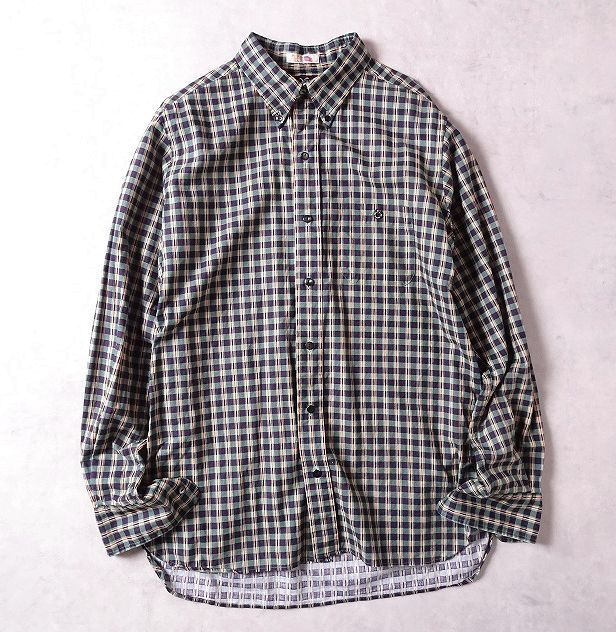 DRESS HIPPY ドレスヒッピー USA Fabric series チェック ボタンダウン 長袖 シャツ コットン 日本製 メンズ (L) グリーン系 ●r-961拍卖