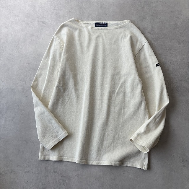 SAINT JAMES セントジェームス 定番 ウェッソン 無地 ソリッド バスクシャツ 長袖 カットソー 男女兼用(T5) ベージュ フランス製 e-010拍卖