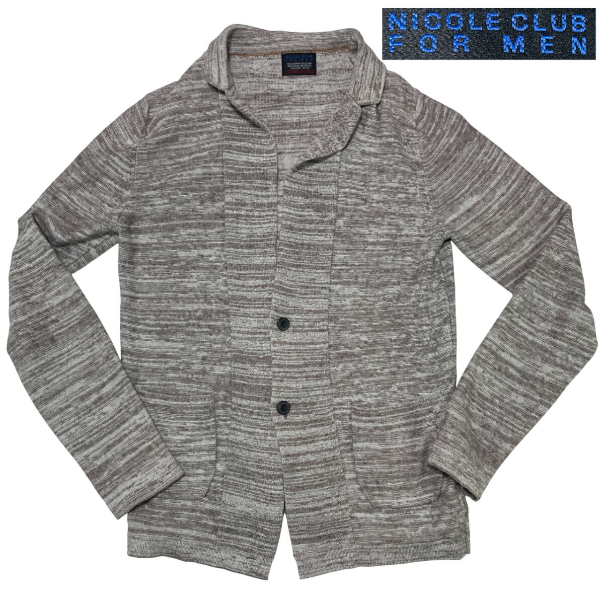 NICOLE CLUB FOR MEN カーディガン (サイズ48) 麻 リネン混 ニコルクラブフォーメン メンズ 防寒 襟付き拍卖