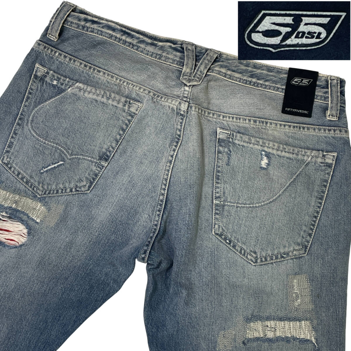 55DSL PARKYE W32 (約83cm W33相当) フィフティーファイブディーエスエル ダメージ・リペア加工 デニムパンツ ジーンズ DIESEL ディーゼル拍卖
