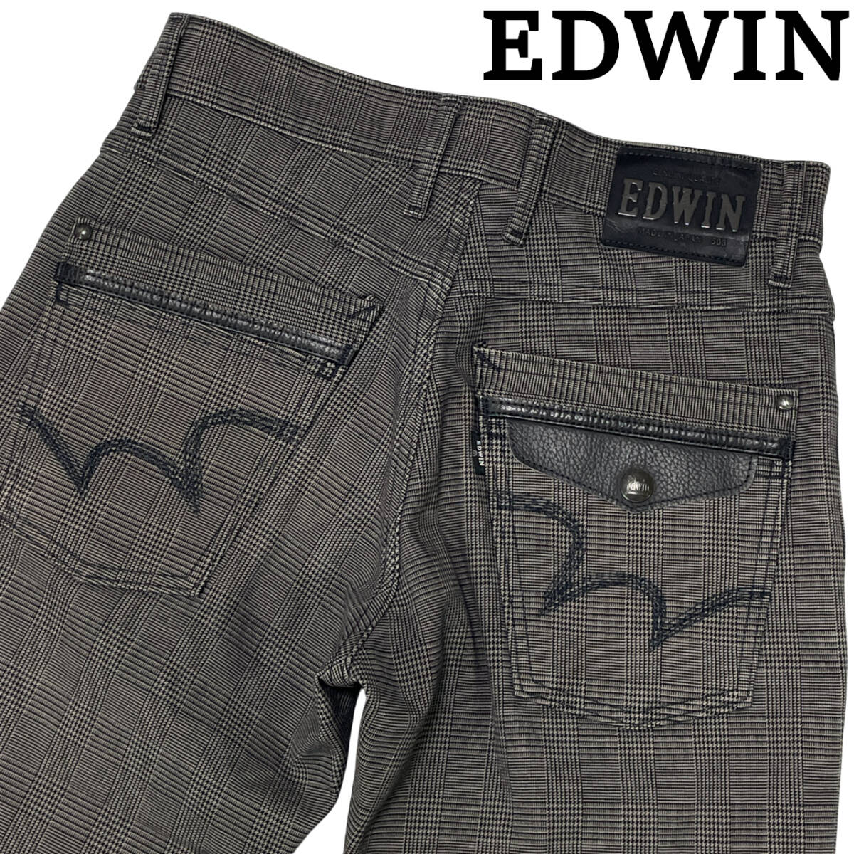 EDWIN エドウィン E53WFP W28 (約74cm W29相当) 秋冬 防風 WILDFIRE 裏起毛 日本製 パンツ ジーンズ グレンチェック拍卖