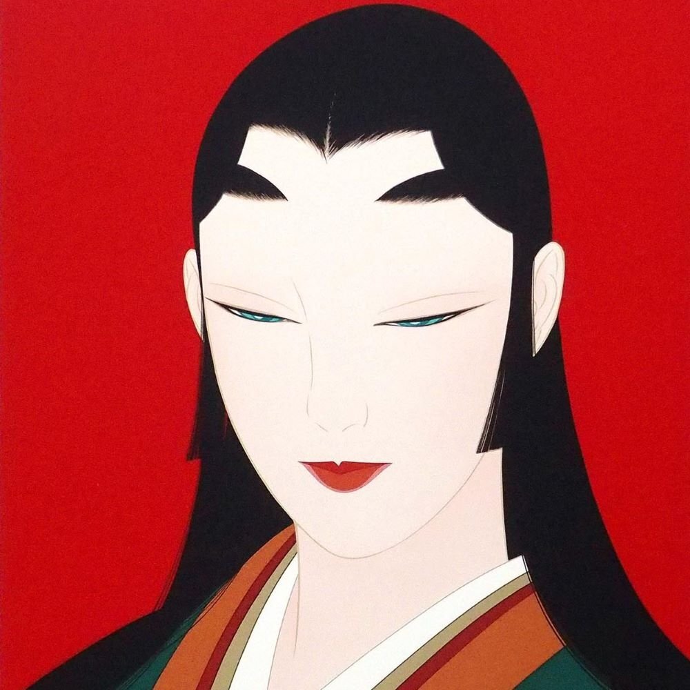 鶴田一郎 「お市の方」 /シルクスクリーン/1991年制作/直筆サイン有り/現代美人画の第一人者/ノエビア化粧品CM/真作保証/ENCHANTE拍卖