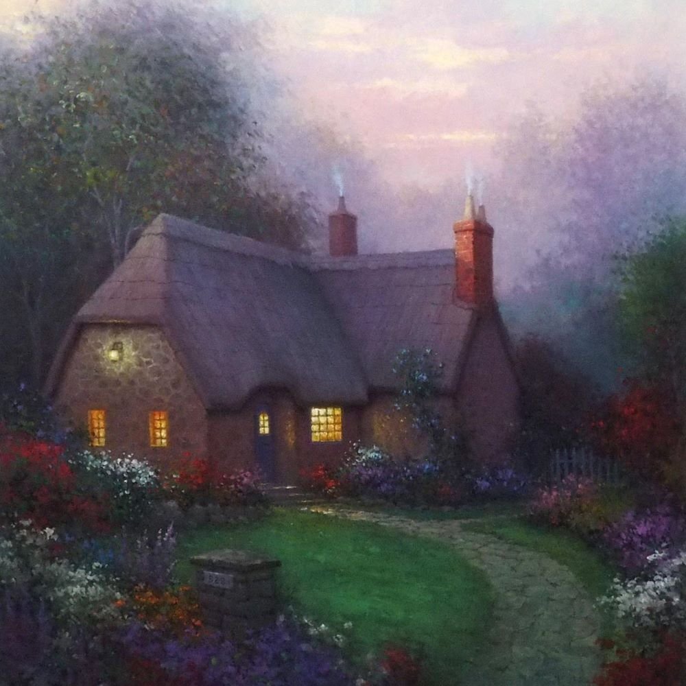 セラフィン・セルゴン 「COTTAGE AT DUSK」 /ジグレ/直筆サイン有り/フィリピン大統領夫人によりベストアート賞授与/真作保証/ENCHANTE拍卖