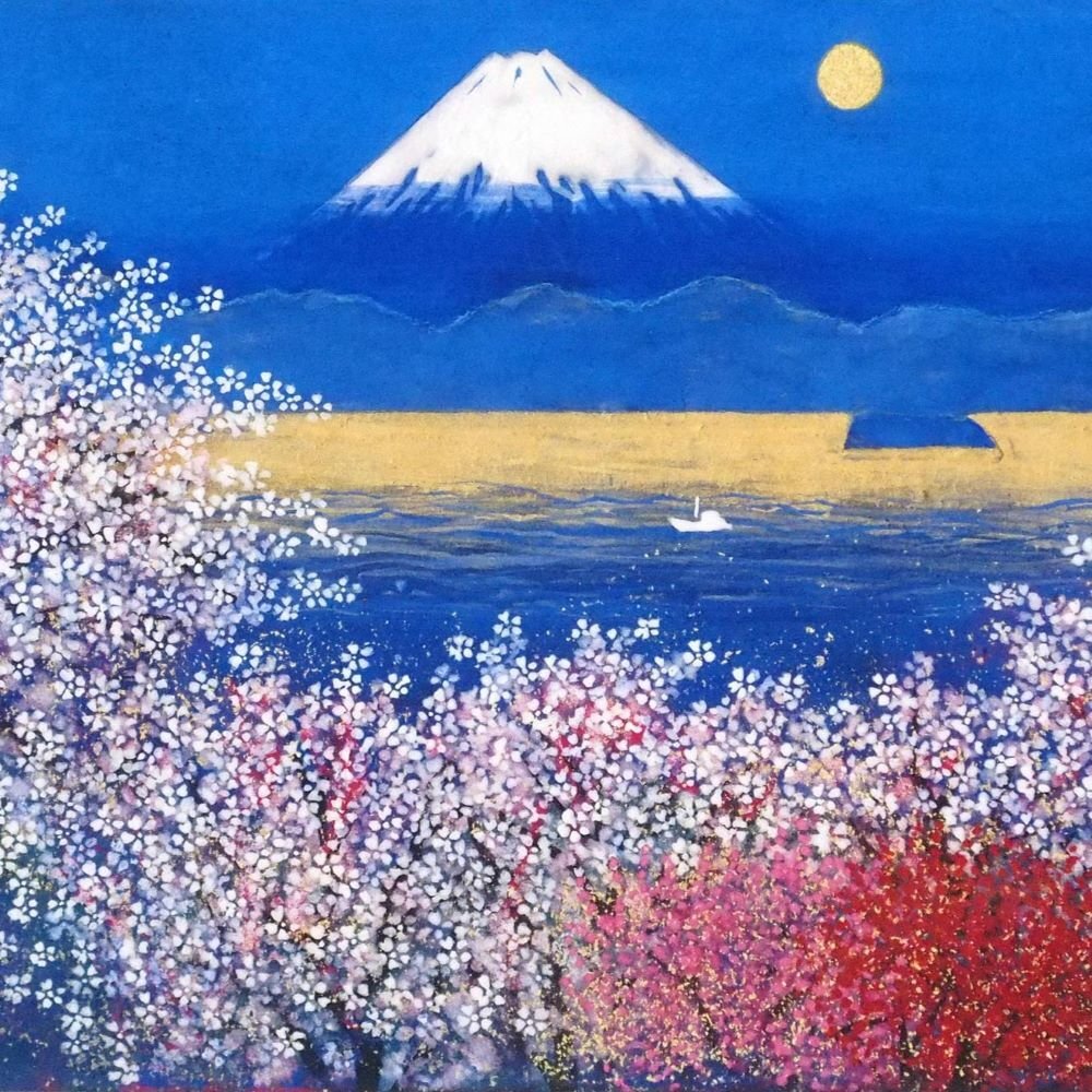 平松礼二 「さくら富士」 /ジグレ/直筆サイン・印有り/2019年制作/横山操に私淑/横の会結成/21世紀を代表する日本画家/真作保証/ENCHANTE拍卖
