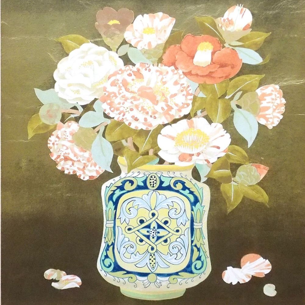 堀文子 「ウルビーノの壺」/1992年制作/伊・アレッツオ市主催 堀文子展記念版画/セリグラフ 本金箔押/サイン有/ヤケ、退色有/真作/ENCHANTE拍卖