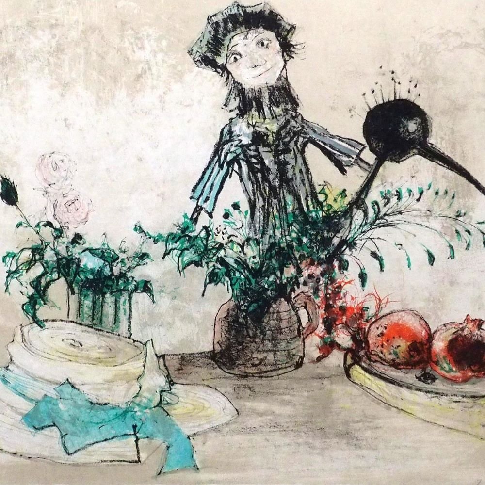 ジャン・ジャンセン 「あやつり人形」 /和紙にリトグラフ/直筆サイン有り/1986年制作/フランスで活躍/アルメニア人画家/真作保証/ENCHANTE拍卖