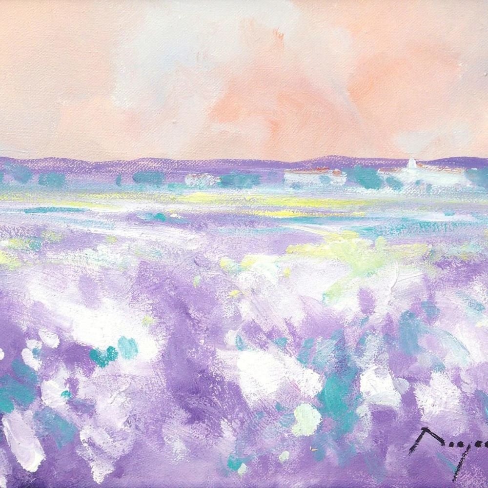 ベンジャミン・マス「パープルインプレッション」 /キャンバスに油彩4号/印象派を彷彿させる風景画/飾りやすいサイズ/真作保証/ENCHANTE拍卖