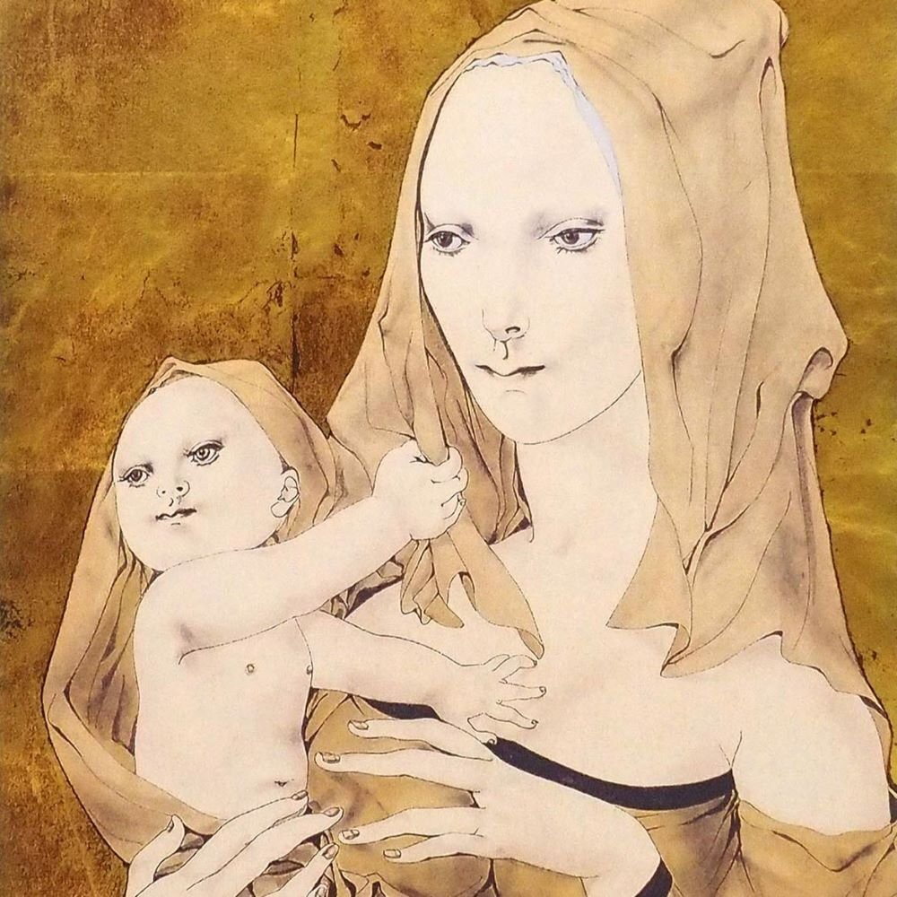 藤田嗣治 「聖母子」 /レオナール・フジタ/リトグラフ(エスタンプ)/シートのみ/ADAGP Parisの承認エンボス入り/真作保証/ENCHANTE拍卖