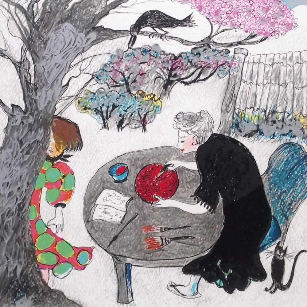 フジ子・ヘミング 「うるしのおぼんを作る母」 /シルクスクリーン/直筆サイン・印有り/2005年発行/新品額付/ピアニスト/真作保証/ENCHANTE拍卖