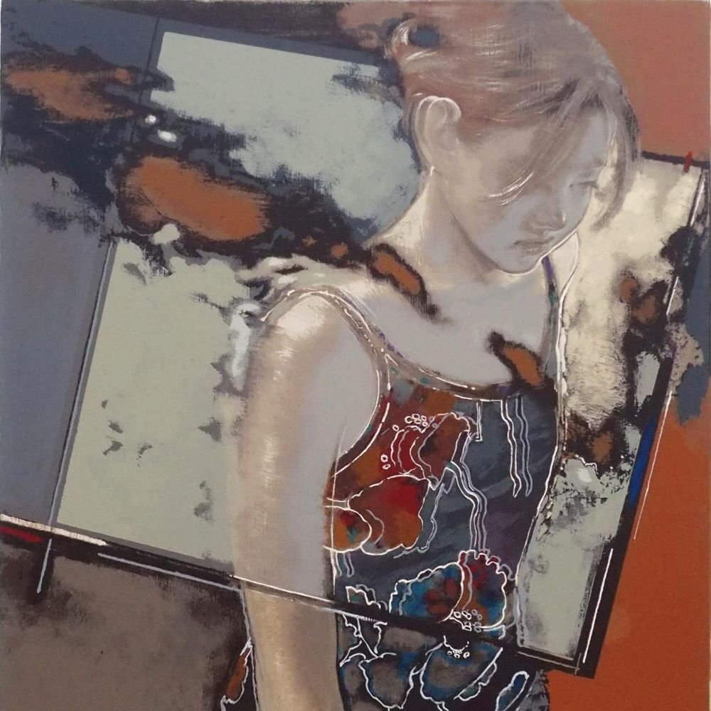 柏本龍太 「She is,She was」 /シルクスクリーン/直筆サイン有り/新品額付き/昭和会展日動美術財団賞/二紀会会員/真作保証/ENCHANTE拍卖