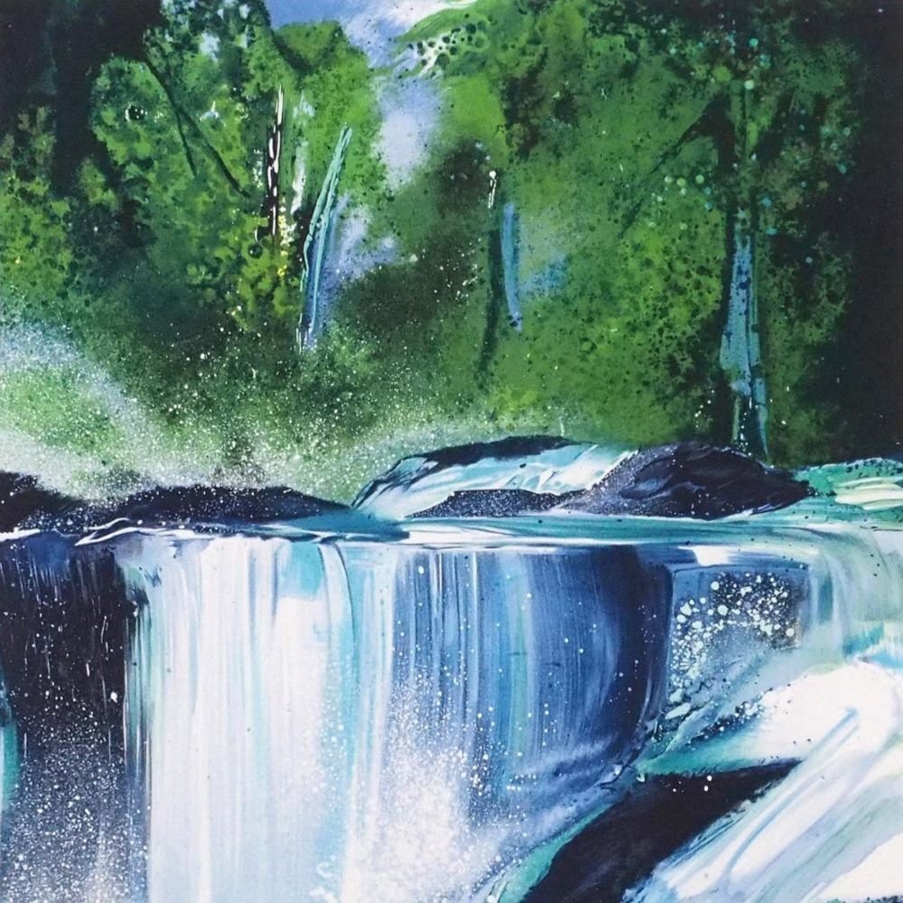 ビクトール・スパン「滝」/リトグラフ/直筆サイン有り/スピード感あふれるタッチ/迫力のある作風/フランス・パリ出身/真作保証/ENCHANTE拍卖