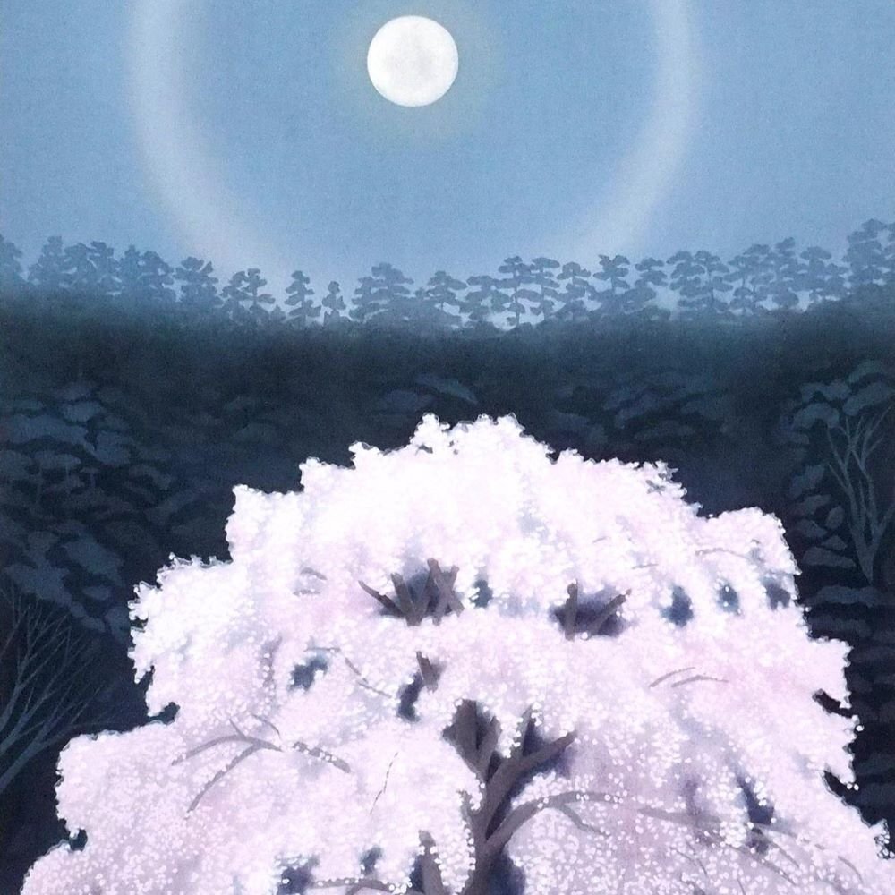 東山魁夷 「花明り」 /新木版複製画/2006年アダチ版画研究所制作発行/すみ夫人の監修有り/昭和を代表する日本画家/真作保証/ENCHANTE拍卖