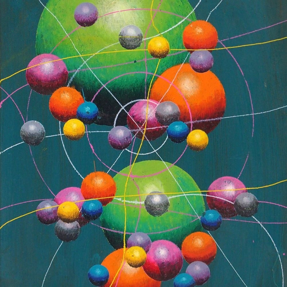 オチオサム 「(作品)」 /板に油彩4号/1995~2000年頃の作品/球体に魂を吹込む/九州派の創立メンバー/前衛画家/真作保証/ENCHANTE拍卖