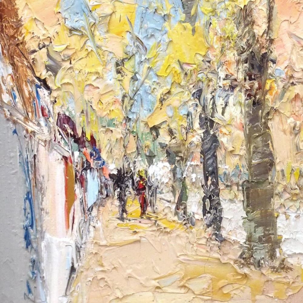 久保孝雄 「東京バザール」/キャンバスに油彩サムホール/飾りやすいサイズ/ヒビ有り/白日会会員/白日会60年展会員記念賞/真作保証/ENCHANTE拍卖