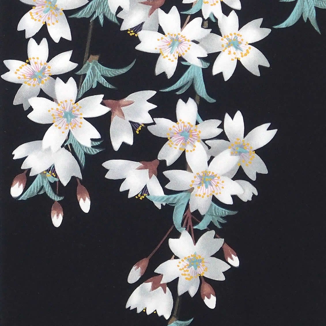 中島千波「枝垂れ夜桜」 /リトグラフ(石版画)/直筆サイン・印有り/2001年マイルストン版画工房制作/飾りやすいサイズ/真作保証/ENCHANTE拍卖