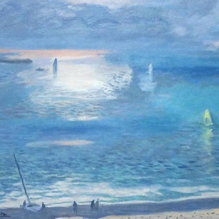 岡義実 「湘南」/キャンバスに油彩20号/1991年制作/師:増田誠/サロン・ドートンヌで日本人初のグランプリ/現代の印象派/真作保証/ENCHANTE拍卖