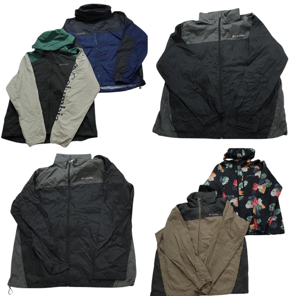 古着卸 まとめ売り コロンビア ライト ジャケット 6枚セット (メンズ XL ) 総柄 マルチカラー フーディー バイカラー 中古 古着 NC1971拍卖