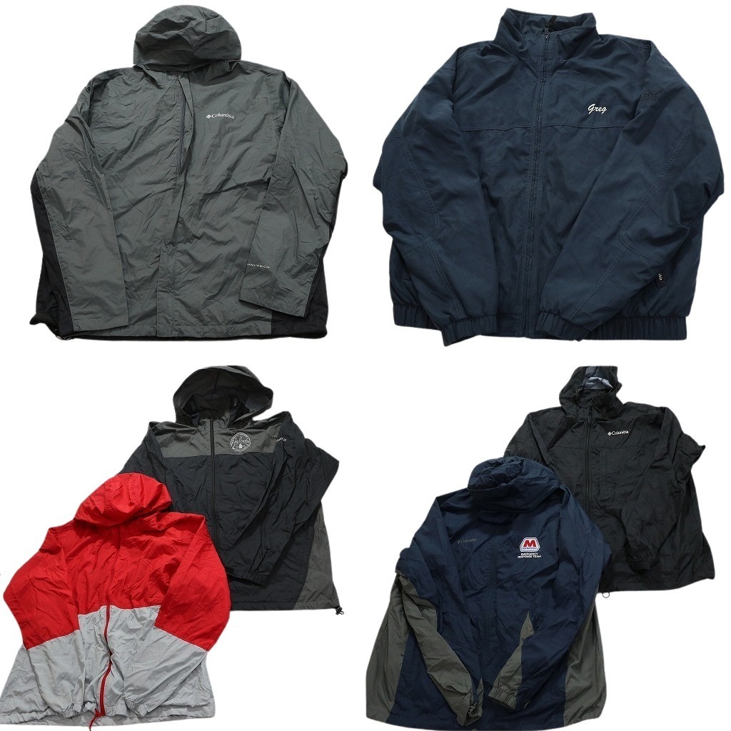 古着卸 まとめ売り コロンビア ライト ジャケット 6枚セット (メンズ XL ) バイカラー スタンドカラー フーディー 中古 古着 NC1970拍卖