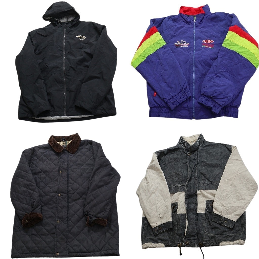古着卸 ヘビー フルジップ ジャケット 4枚セット (メンズ XL ) デニム 切替 キルティング ブルゾン フーディー 中古 古着 NC2198拍卖