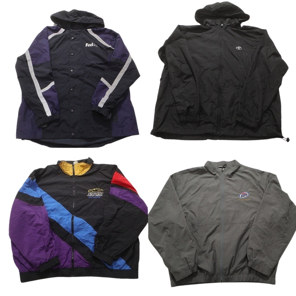 古着卸 まとめ売り 企業ロゴ ジャケット 4枚セット (メンズ XL /2XL ) フェデックス NASCAR トヨタ ミラーライト 中古 古着 NC2223拍卖