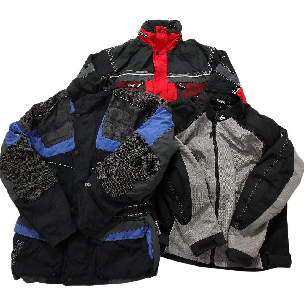 古着卸 まとめ売り レーシング ジャケット 3枚セット (メンズ XL /2XL ) バイク ツートンカラー ドローコード NC2247 1円スタート拍卖