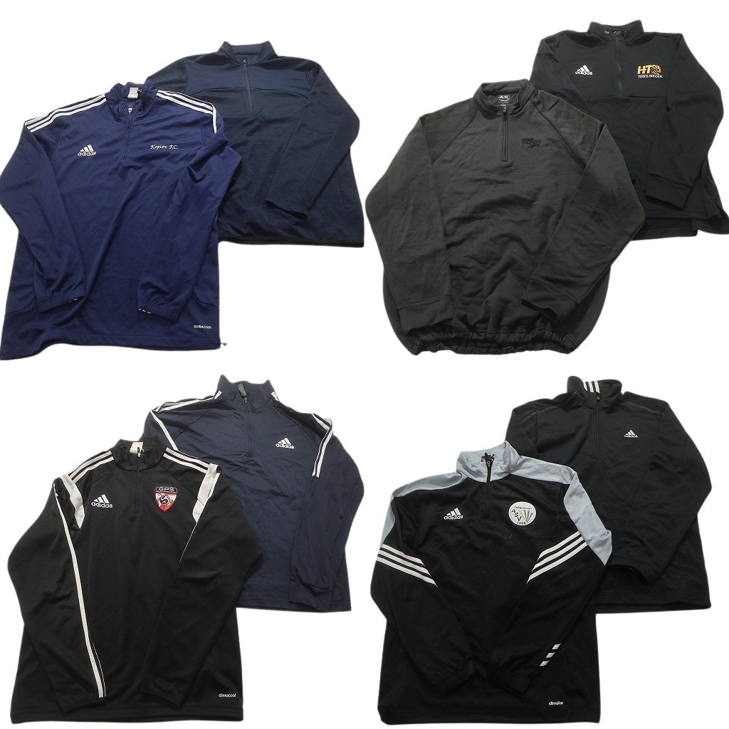 古着卸 まとめ売り アディダス ハーフジップジャージ 8枚セット (メンズ L /XL ) チームロゴ トレーニングウェア 古着 NC2326拍卖