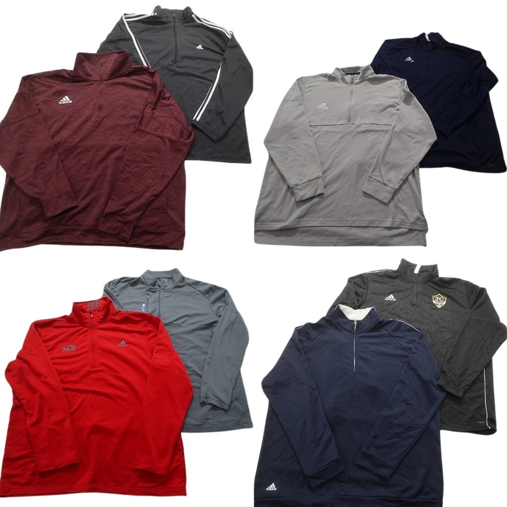 古着卸 まとめ売り アディダス ハーフジップジャージ 8枚セット (メンズ 2XL /3XL ) ジップポケット プルオーバー 中古 古着 NC2322拍卖