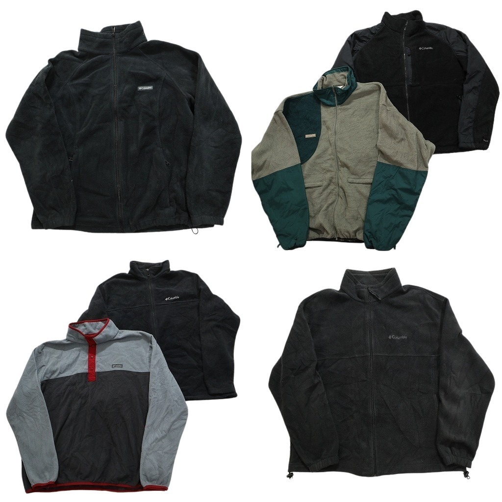 古着卸 まとめ売り コロンビア フリース 6枚セット (メンズ 2XL ) 白タグ 90’s ナイロン 切り替え フルジップ 中古 古着 NC2508拍卖