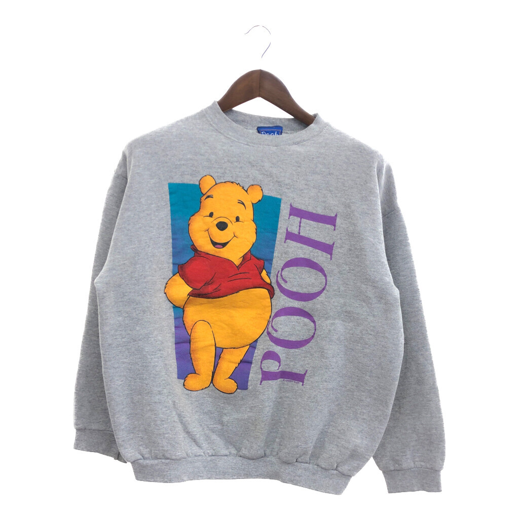 90年代 USA製 Disney ディズニー Pooh くまのプーさん スウェット トレーナー キャラクター グレー (メンズ LARGE) p5799拍卖