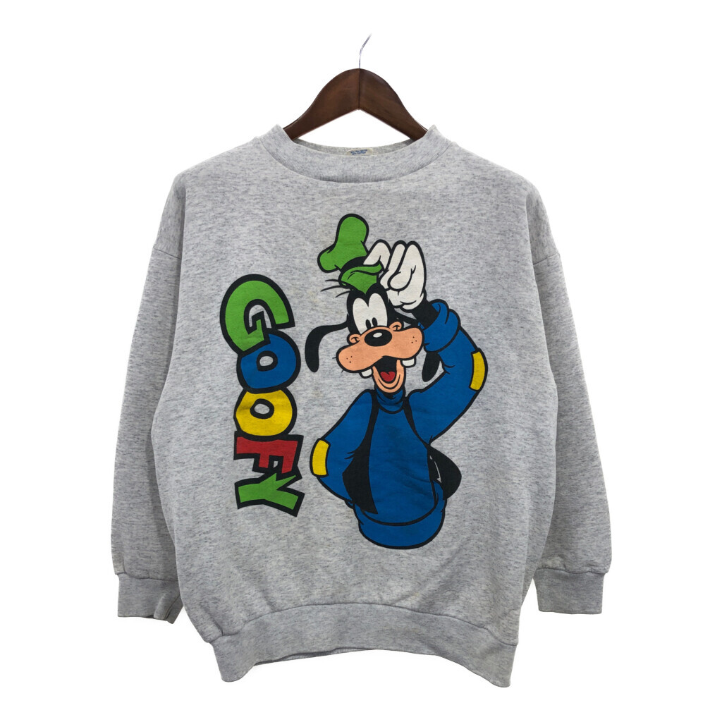 80年代 USA製 Disney ディズニー グーフィー 大判プリント スウェット キャラクター グレー (メンズ XL) P7610拍卖