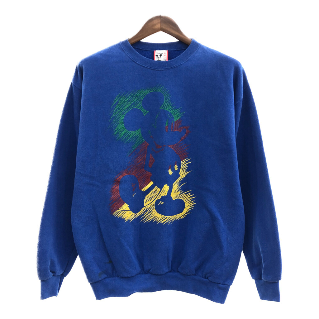 90年代 USA製 Disney ディズニー ミッキーマウス スウェット カジュアル キャラクター ブルー (メンズ XL) 中古 古着 Q0112拍卖