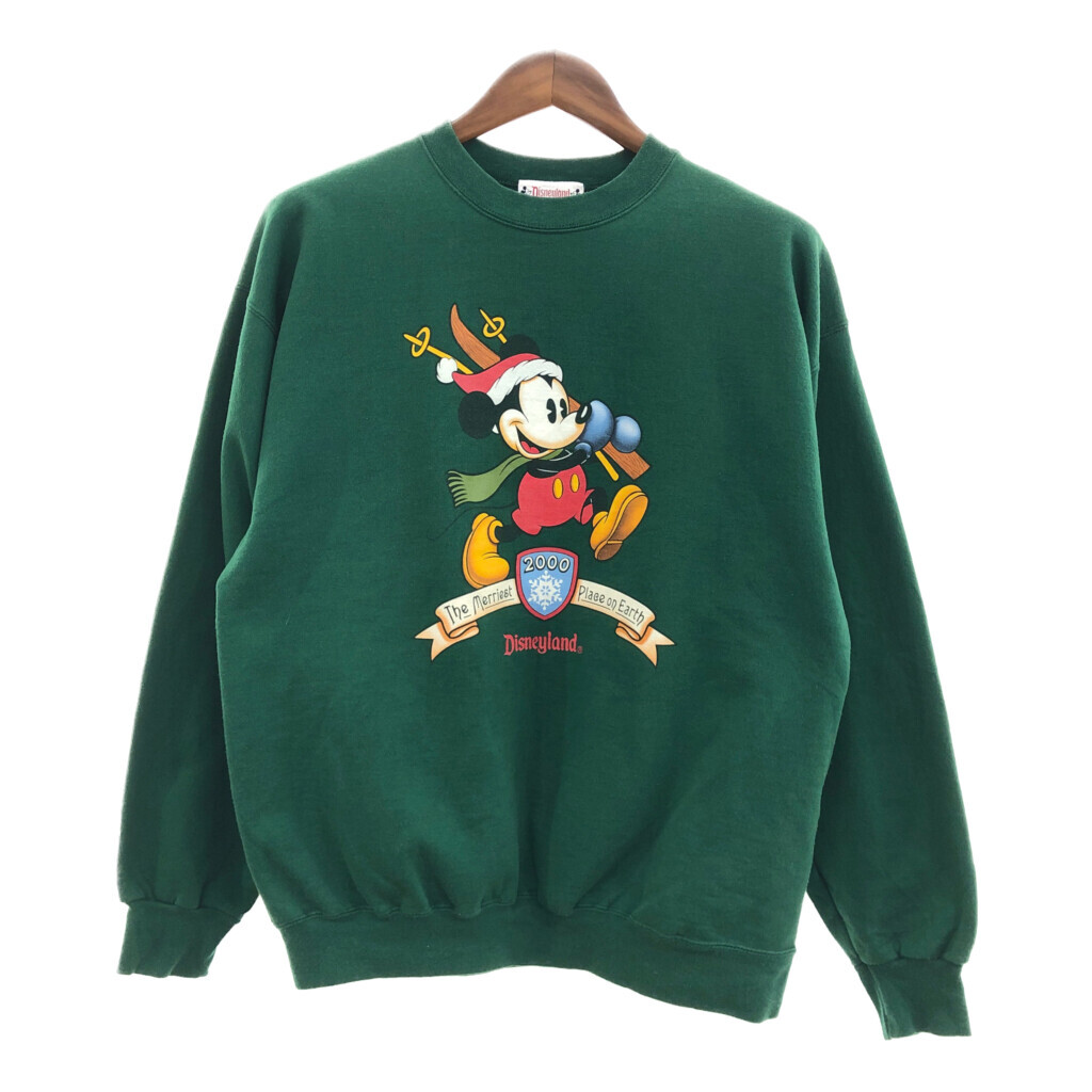 2000年代〜 USA製 Disneyland ディズニーランド ミッキーマウス スウェット キャラクター グリーン (メンズ LARGE) Q0136拍卖
