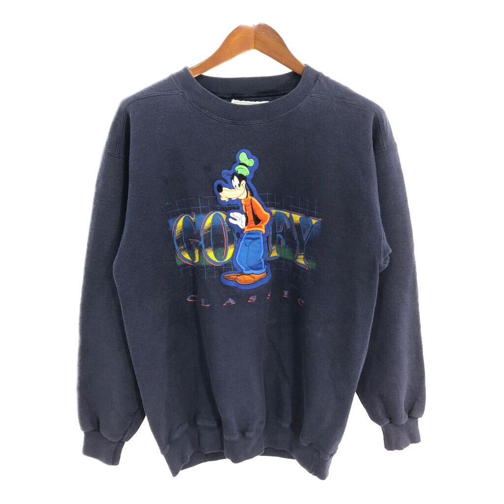 00年代 USA製 Disney ディズニー GENUS グーフィー スウェット キャラクター ネイビー (メンズ M) 中古 古着 R1896拍卖